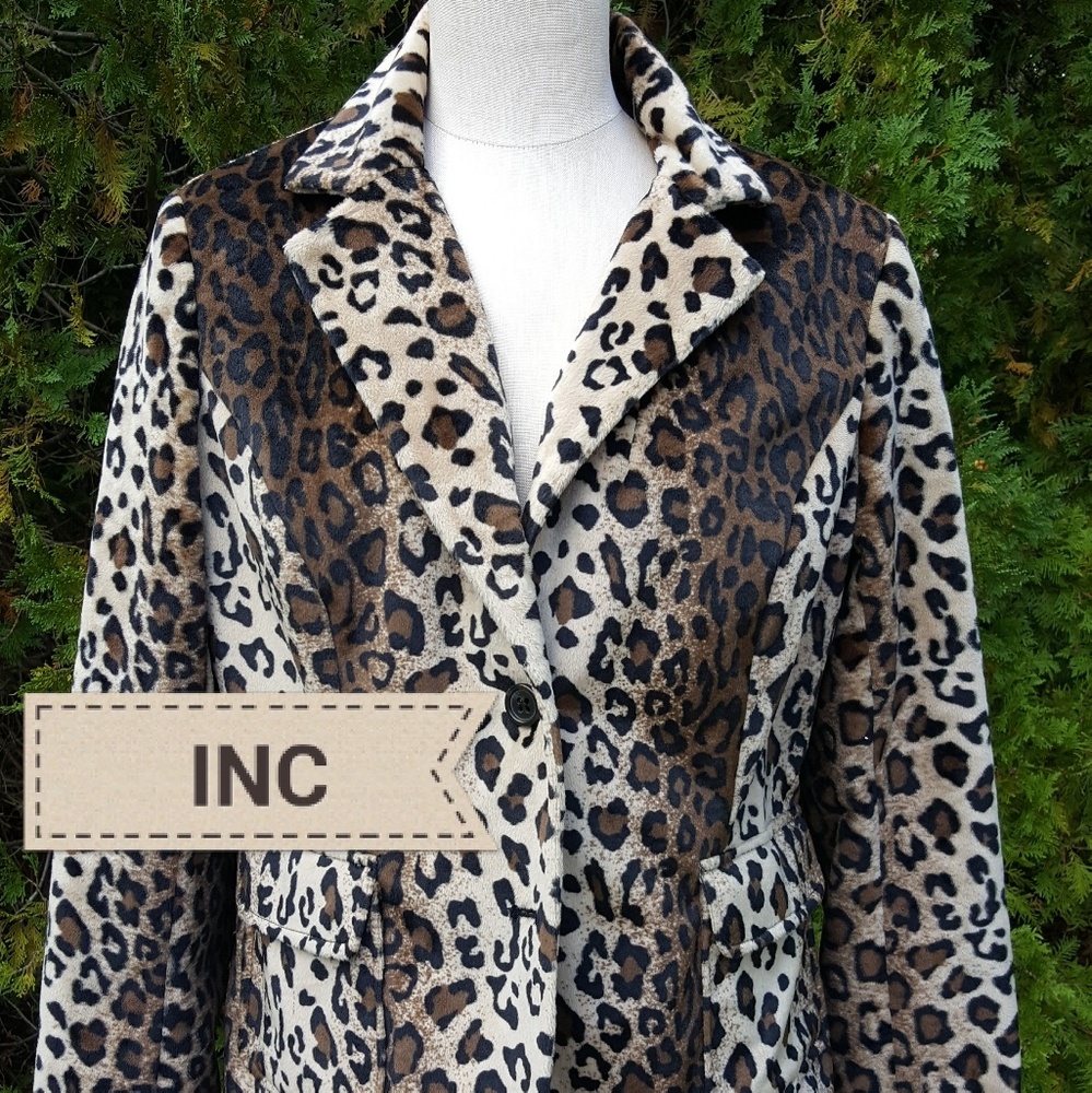 INC Leopard Coat sz 12